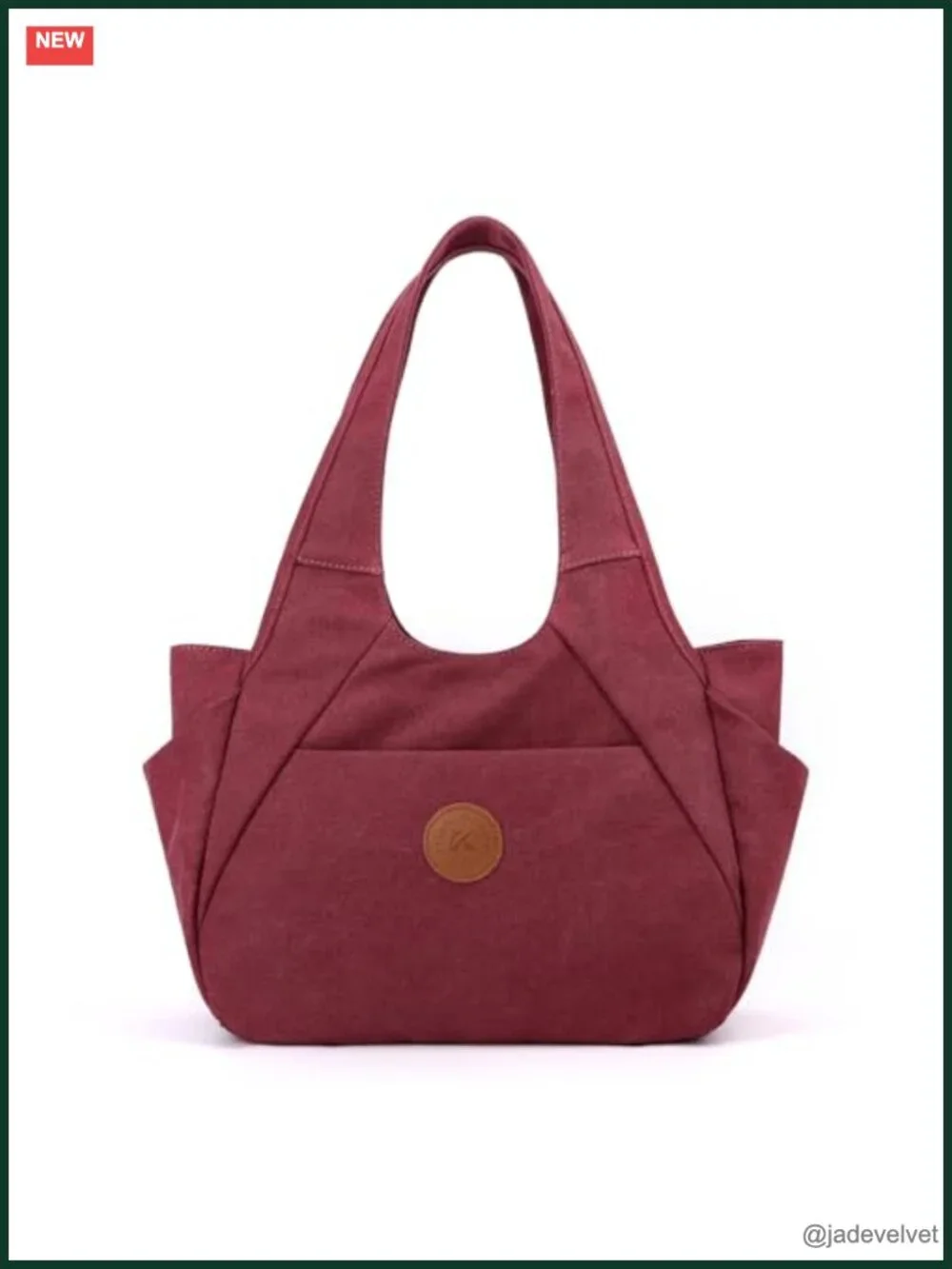 Canvas Hobo Shoulder Bag with 3 Compartments Daily Tote